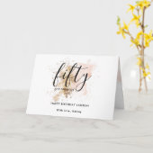 Modern Pink Gold Glitzer Girly 50. Geburtstag Karte (Gelbe Blume)