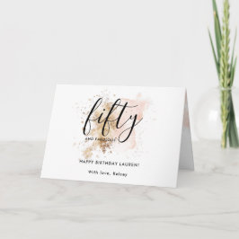 Modern Pink Gold Glitzer Girly 50. Geburtstag Karte