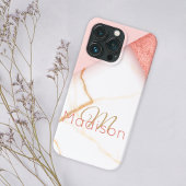 Modern Pink Gold Glitzer Marmormonogramm Name Case-Mate iPhone Hülle