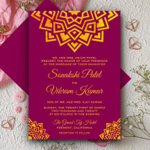 Modern Pink Gold Mandala Indian Wedding Einladung