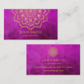 Modern Pink & Gold Mandala Lotus Yoga Instructor Visitenkarte (Vorne/Hinten)