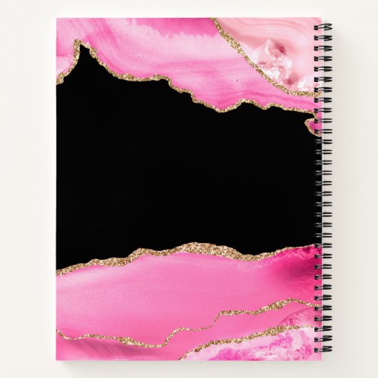 Modern Pink Gold Marmor Girly Chic Name Notebook Notizblock (Rückseite)