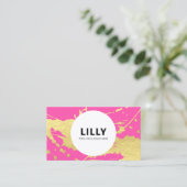 Modern Pink Gold Paint Spritzer Splash Visitenkarte (Stehend Vorderseite)