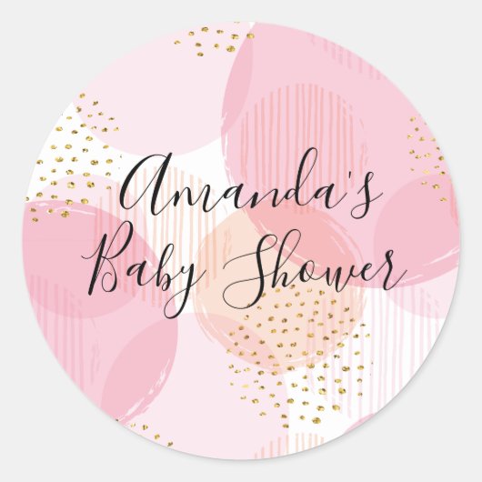 Modern Pink Gold Polka Dots Gefallen Sticker (Vorderseite)