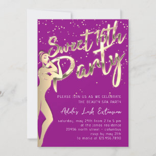Modern Pink Gold Sweet 16. Party Script Einladung