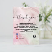 Modern Pink Gold Wasserfarbe Danke Karte (Stehend Vorderseite)