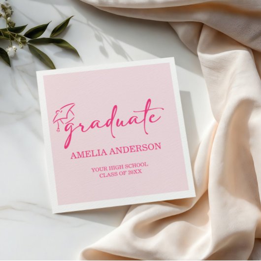 Modern Pink Graduation Class of 2026 Serviette