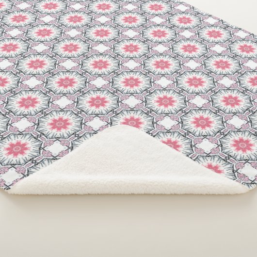 Modern Pink Gray Fretwork Sherpa Blanket Sherpadecke (3/4)