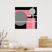 Modern Pink Gray Schwarz-weiß - MS001 Leinwand Poster (Küche)