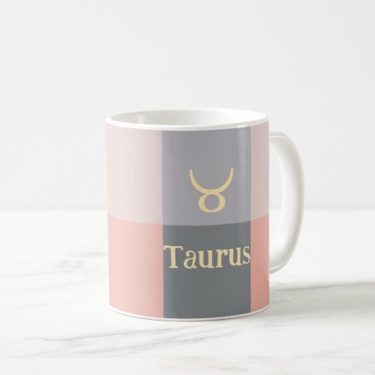 Modern Pink Gray Taurus Kaffeetasse (VorderseiteRechts)