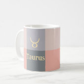Modern Pink Gray Taurus Kaffeetasse (Vorderseite Links)