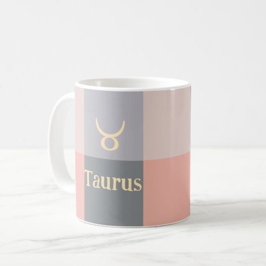 Modern Pink Gray Taurus Kaffeetasse (Vorderseite Links)