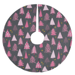 Modern Pink & Gray Weihnachten Polyester Weihnachtsbaumdecke