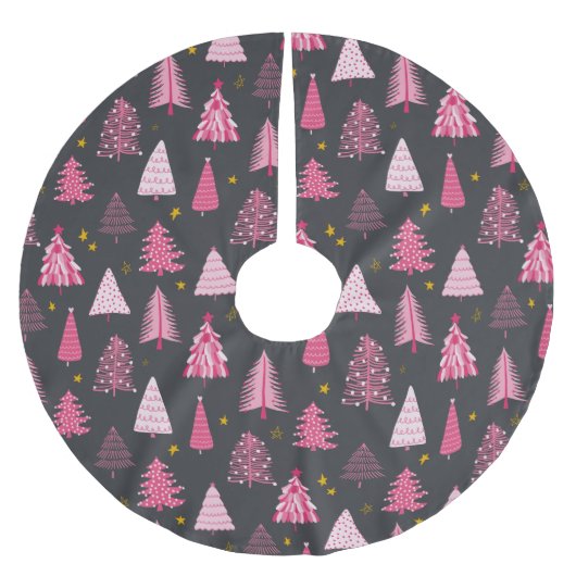 Modern Pink & Gray Weihnachten Polyester Weihnachtsbaumdecke (Vorderseite)