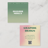 Modern Pink & Green Gradient Business Card Quadratische Visitenkarte (Vorne/Hinten)