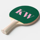 Modern Pink Green Monogram Initials Personalized Tischtennis Schläger (Vorderseite)
