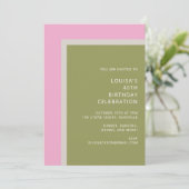 Modern Pink Green Simple Colorful Birthday Party Einladung (Stehend Vorderseite)