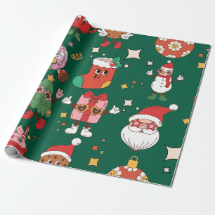 Modern Pink Groovy Weihnachten Geschenkpapier