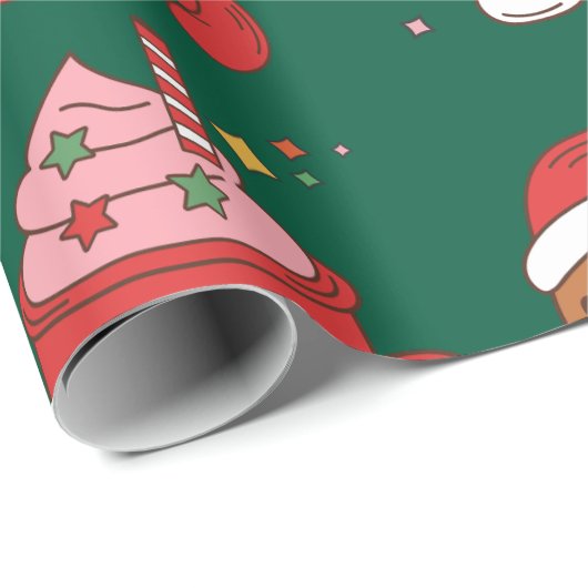 Modern Pink Groovy Weihnachten Geschenkpapier (Rolleneckpunkt)