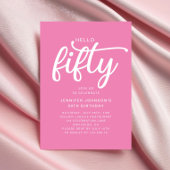 Modern Pink Hallo 50. Geburtstag Einladung