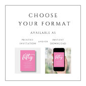 Modern Pink Hallo 50. Geburtstag Einladung