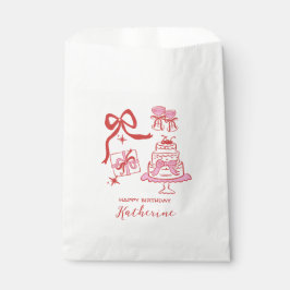Modern Pink Hand Drawn Scribble Birthday Party Geschenktütchen