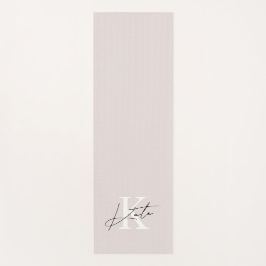 Modern Pink Hand Script Monogram Yogamatte (Vorderseite)