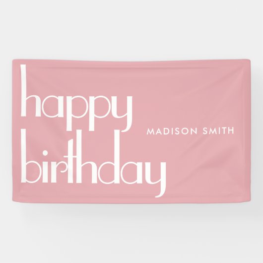 Modern Pink Happy Birthday Banner (Horizontal)