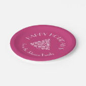 Modern Pink Happy Holidays Weihnachten Pappteller (Schrägansicht)