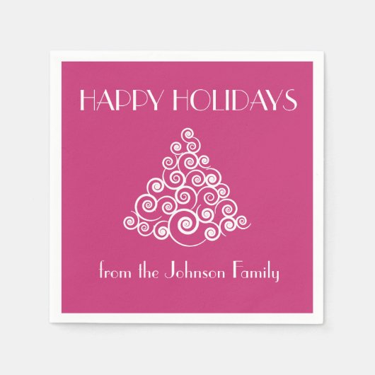 Modern Pink Happy Holidays Weihnachten Serviette (Vorderseite)