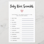 Modern Pink Heart Baby Word Scramble Game (Vorderseite)