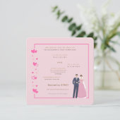 Modern Pink Heart Wedding Invitation - Customizabl Save The Date (Stehend Vorderseite)
