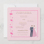 Modern Pink Heart Wedding Invitation - Customizabl Save The Date (Vorderseite)