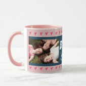 Modern Pink Hearts Best Friends Typografie 2 Foto Tasse (Links)