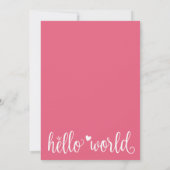 Modern Pink Hello World Foto Geburtsstat Ankündigung (Rückseite)