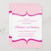 Modern Pink Hot Pink Polka dot Princess Einladung (Vorne/Hinten)