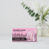 Modern Pink House Cleaning Service Leopard Print Visitenkarte (Stehend Vorderseite)