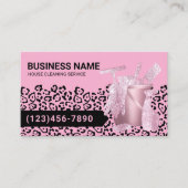 Modern Pink House Cleaning Service Leopard Print Visitenkarte (Vorderseite)