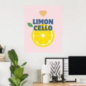 Modern Pink Italian Lemons Limoncello Bar Poster (Heimbüro)