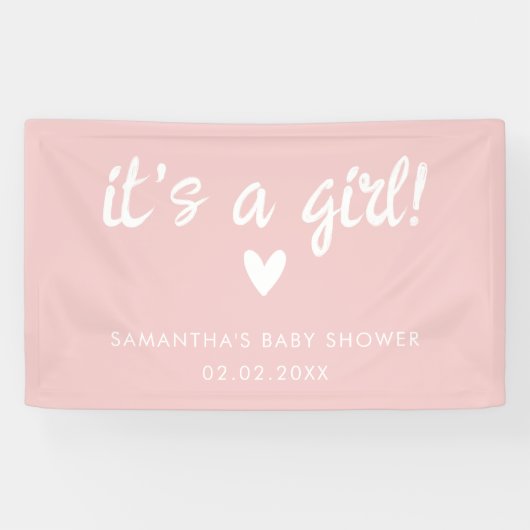 Modern Pink it's a girl Baby Shower Banner (Horizontal)