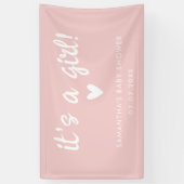 Modern Pink it's a girl Baby Shower Banner (Vertikal)