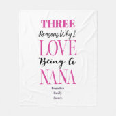 Modern Pink Keepake Grandchildren Nana Fleecedecke (Vorderseite)