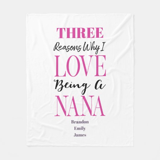 Modern Pink Keepake Grandchildren Nana Fleecedecke (Vorderseite)