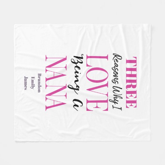 Modern Pink Keepake Grandchildren Nana Fleecedecke (Vorderseite (Horizontal))