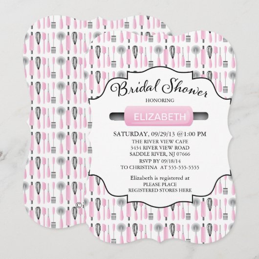 Modern Pink Kitchen Bridal Dusche Einladung (Vorne/Hinten)