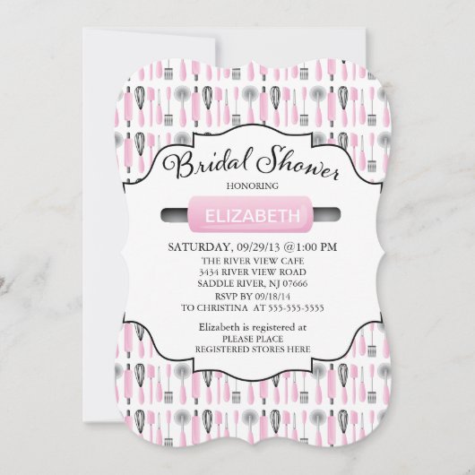 Modern Pink Kitchen Bridal Dusche Einladung (Vorderseite)