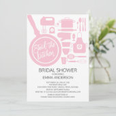 Modern Pink Kitchen Bridal Dusche Einladung (Stehend Vorderseite)