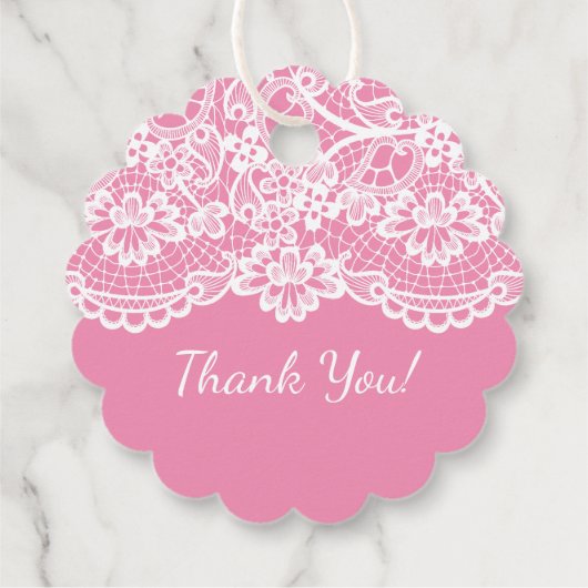 Modern Pink & Lace Erste Heilige Kommune Geschenkanhänger (Rückseite)