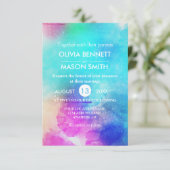 Modern Pink Leaf Wasserfarbe Hochzeitsempfang Einladung (Stehend Vorderseite)