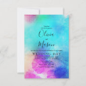 Modern Pink Leaf Wasserfarbe Hochzeitsempfang Einladung (Vorderseite)